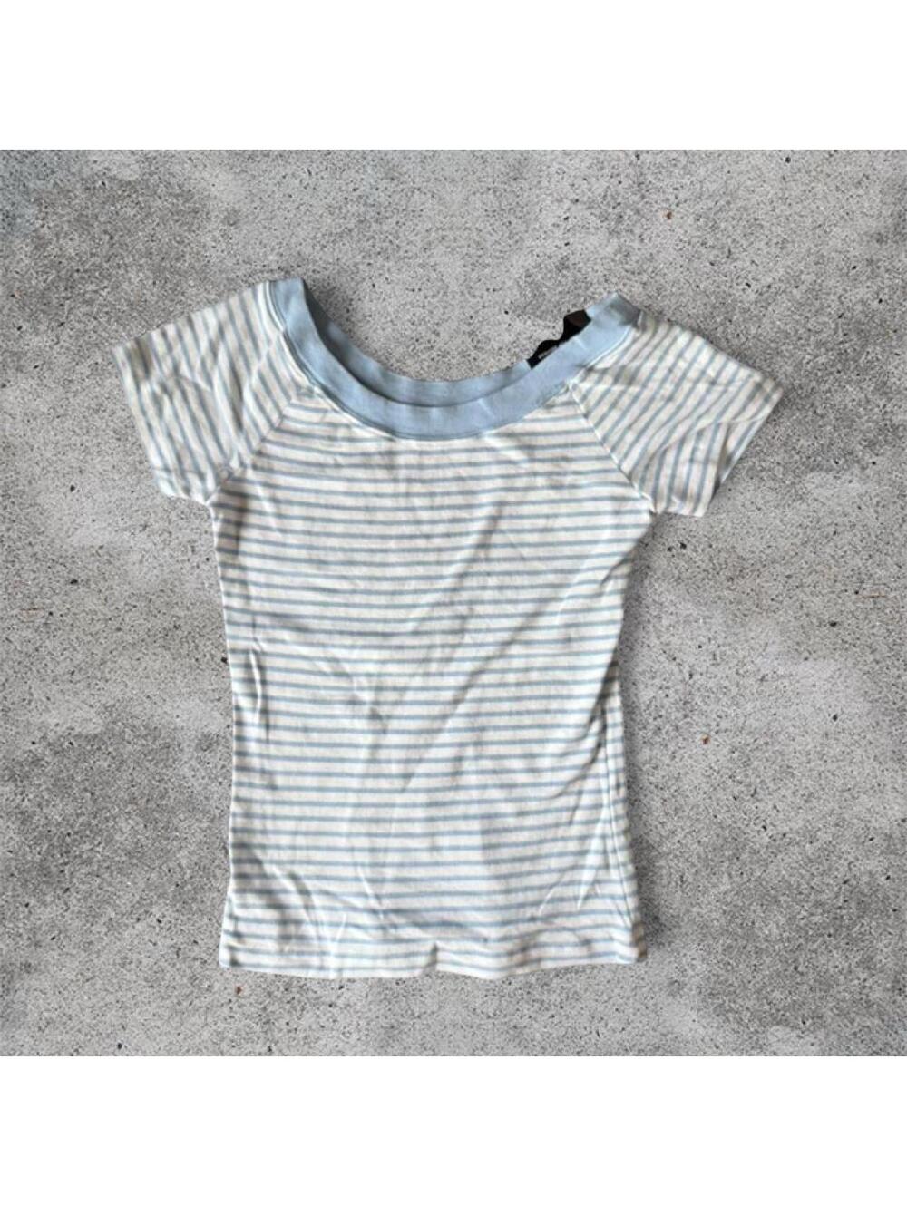 Brandy Melville blue and white striped Ginny top